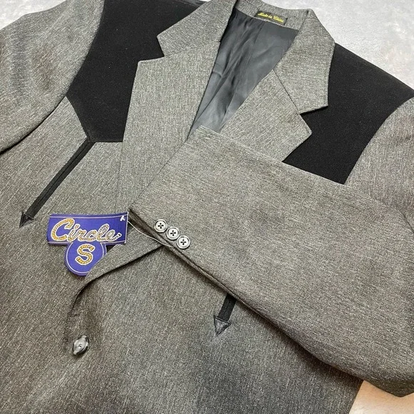 NWT Circle S Mens Boise Sport Coat Mens 44L Gray Black Suede Yoke Cowboy Western